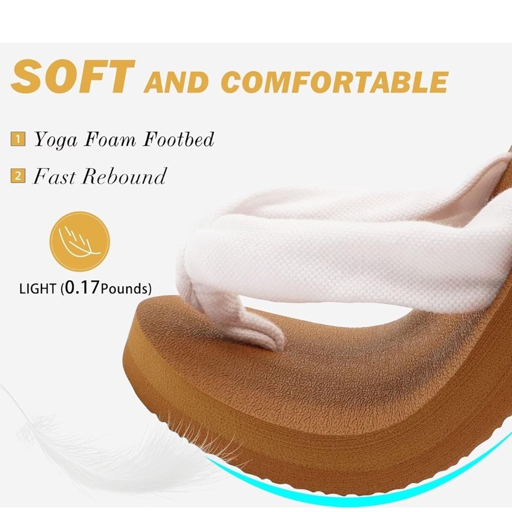 Flip Flops for Women with Arch Support Yoga Mat Comfort Summer Beach Sandals 9.5 - Picture 3 of 7